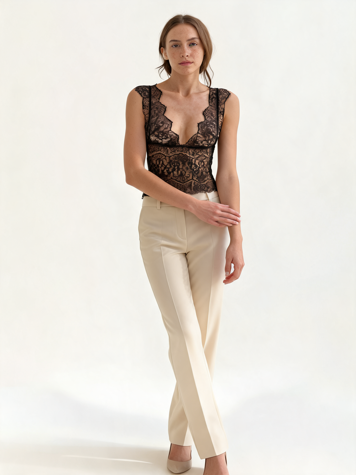 Sheer Black Lace Open Back Top