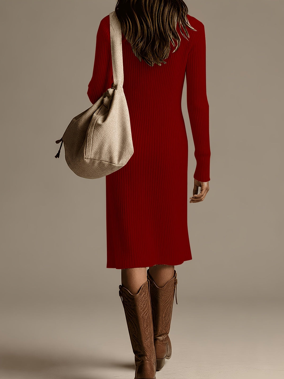 Amélie Ribbed Knit Midi Dress