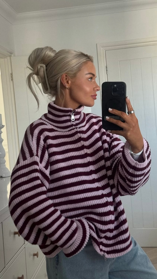Brenna Striped Chunky Knit Sweater
