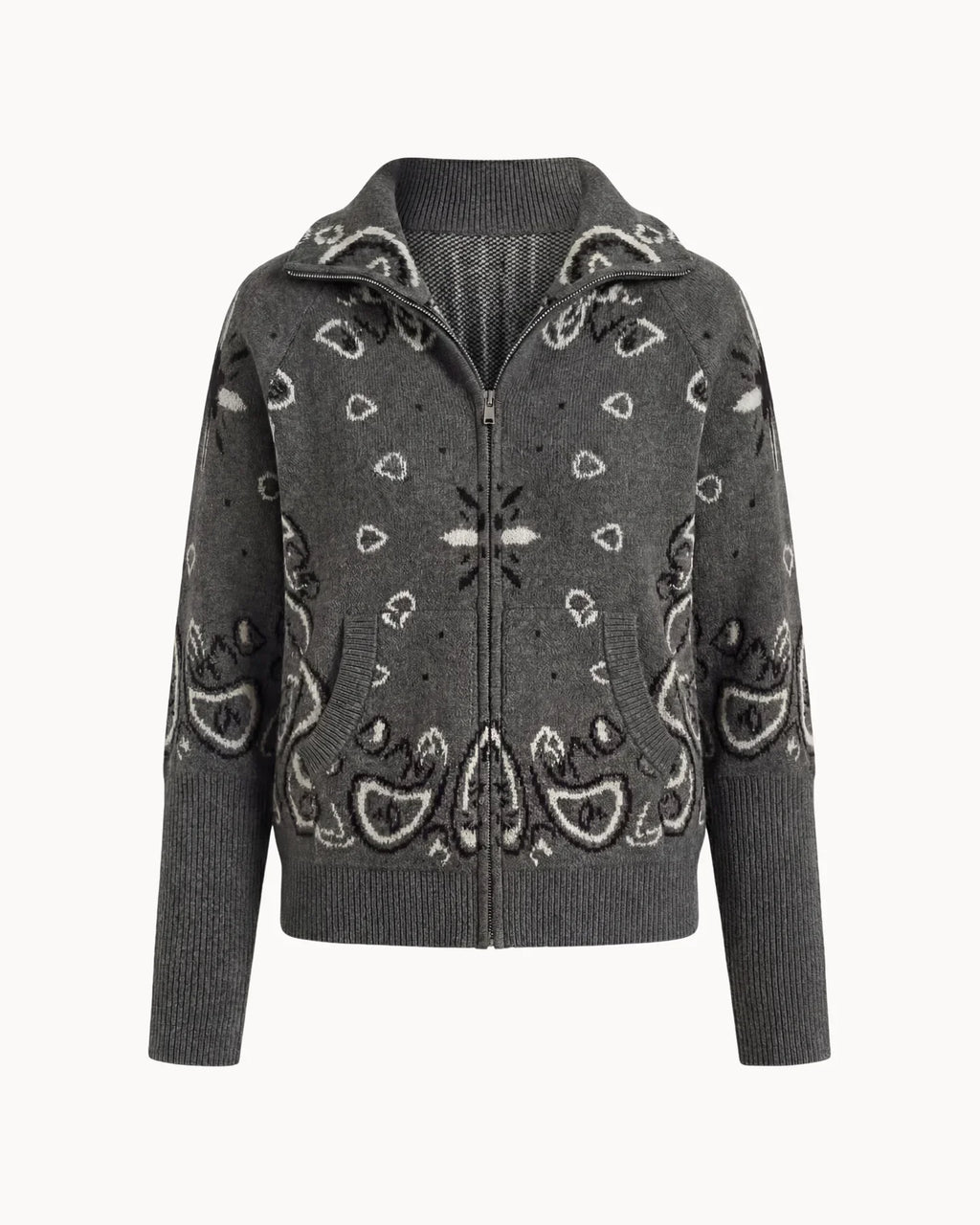 Delaney Paisley Zip-Up Cardigan