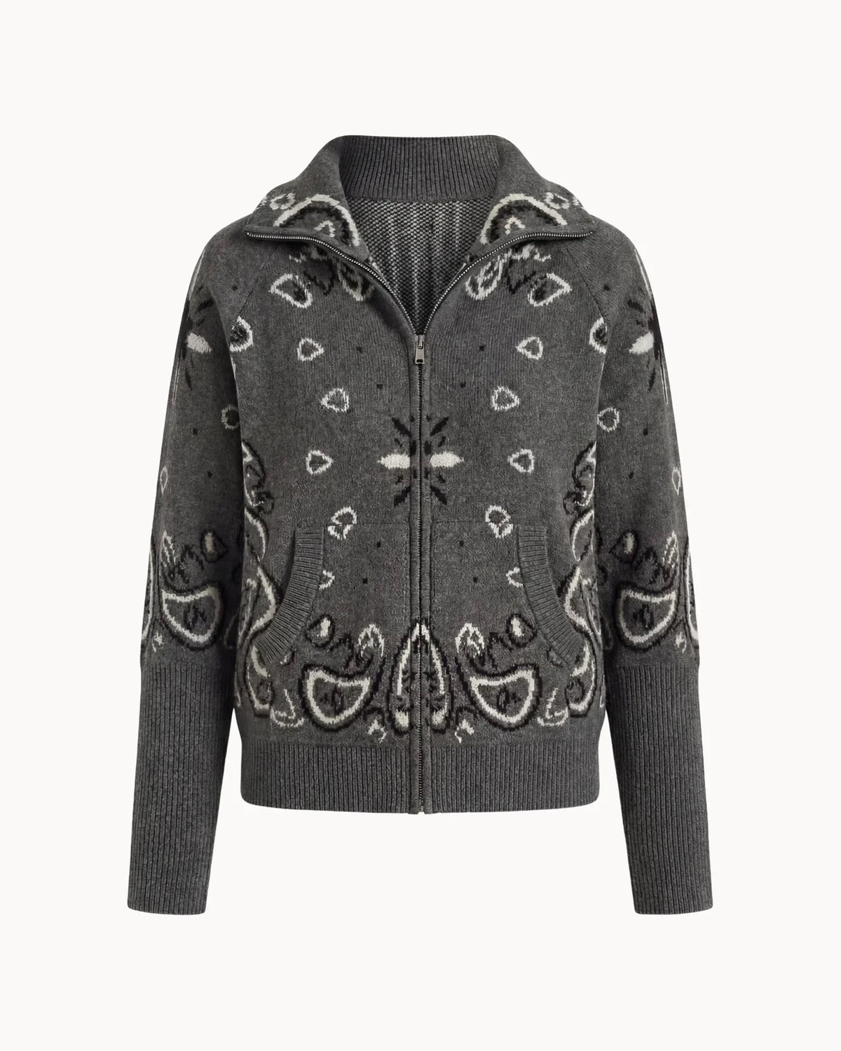 Delaney Paisley Zip-Up Cardigan