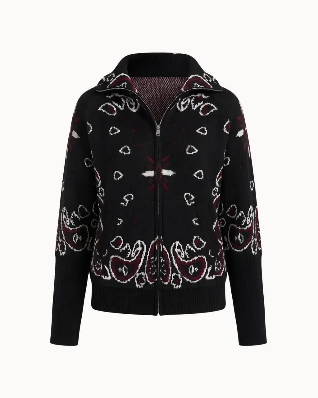 Delaney Paisley Zip-Up Cardigan