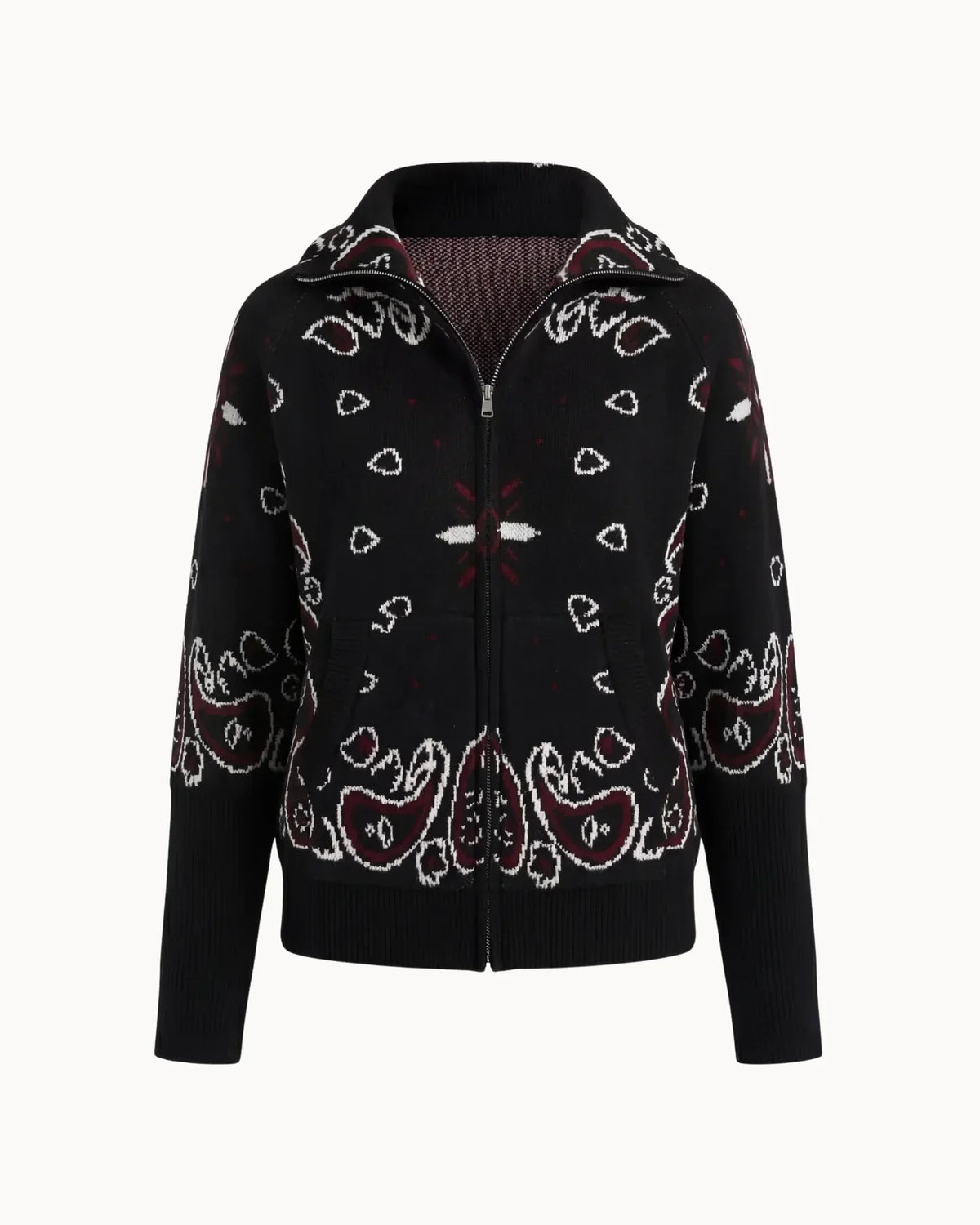 Delaney Paisley Zip-Up Cardigan