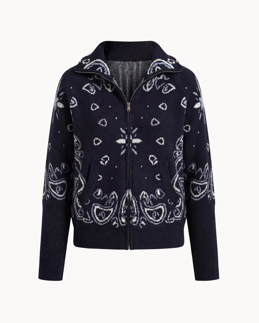 Delaney Paisley Zip-Up Cardigan