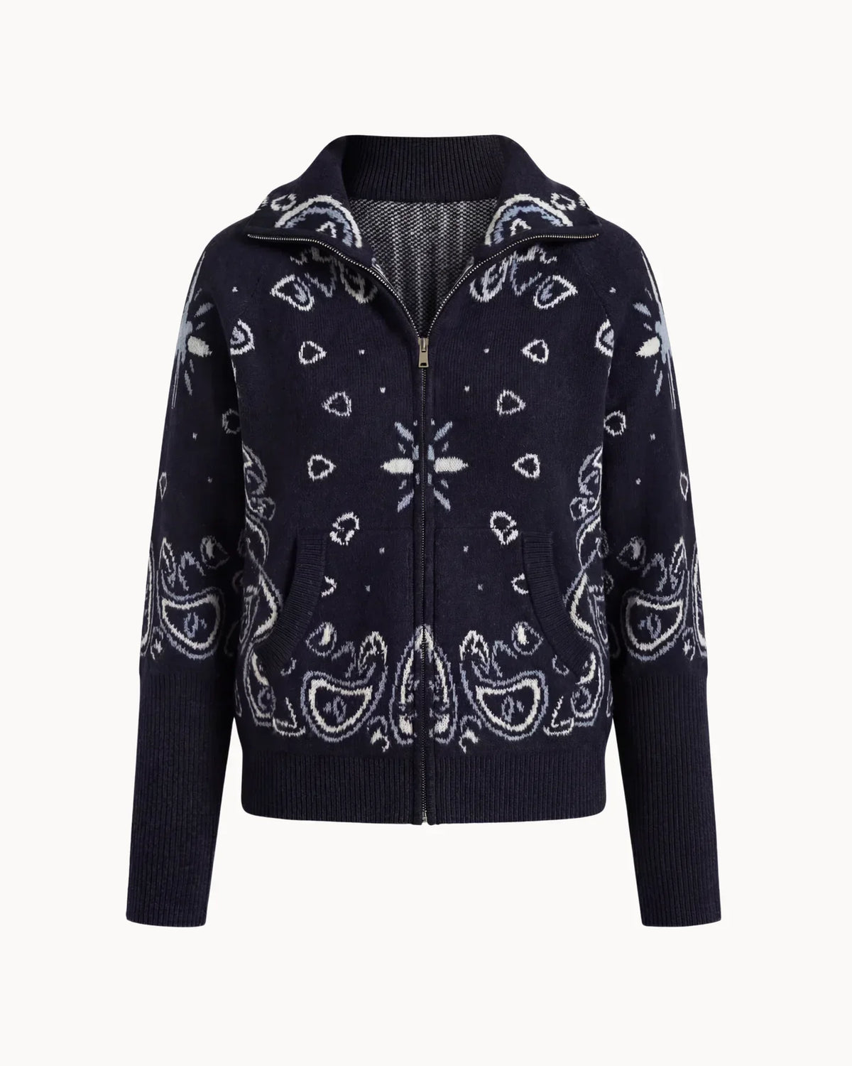 Delaney Paisley Zip-Up Cardigan