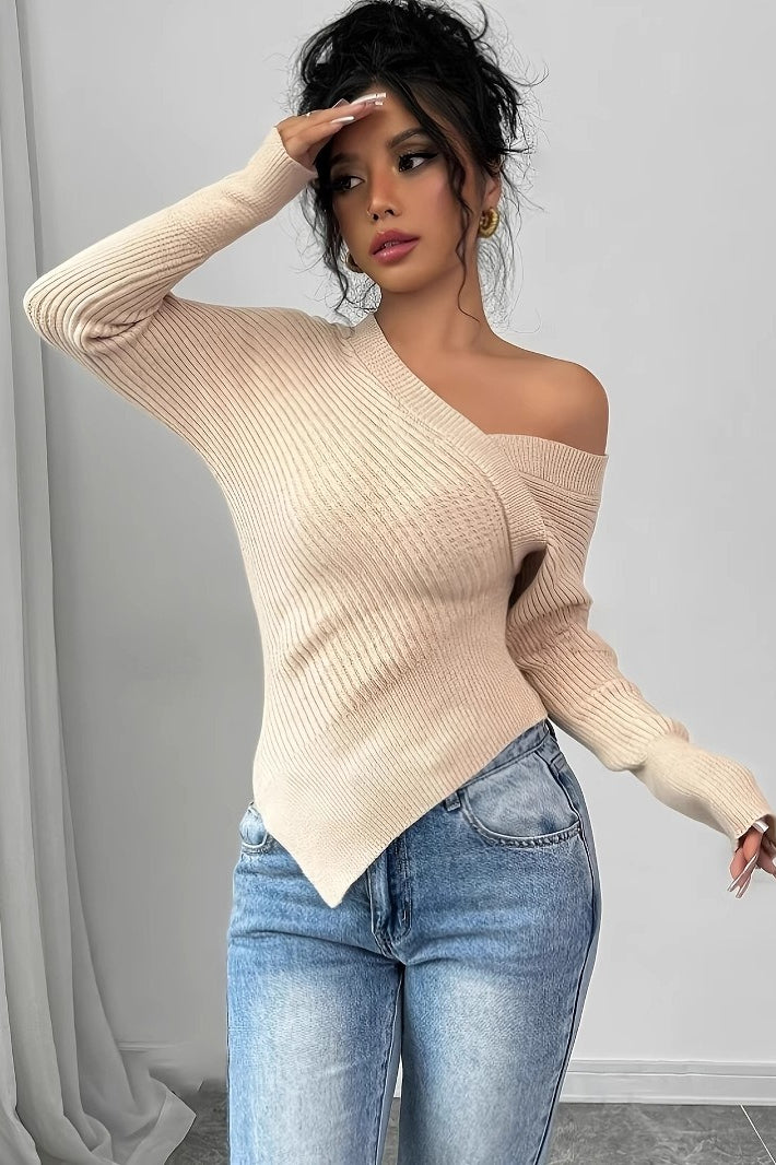 Knit Sweater – Isabella One Shoulder Knit Top