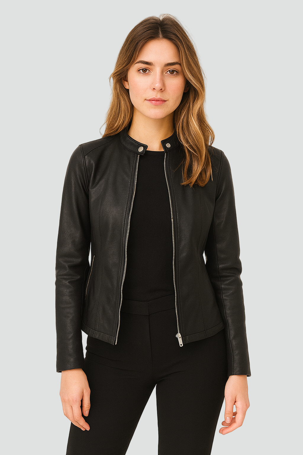 Elara Faux Leather Cropped Jacket