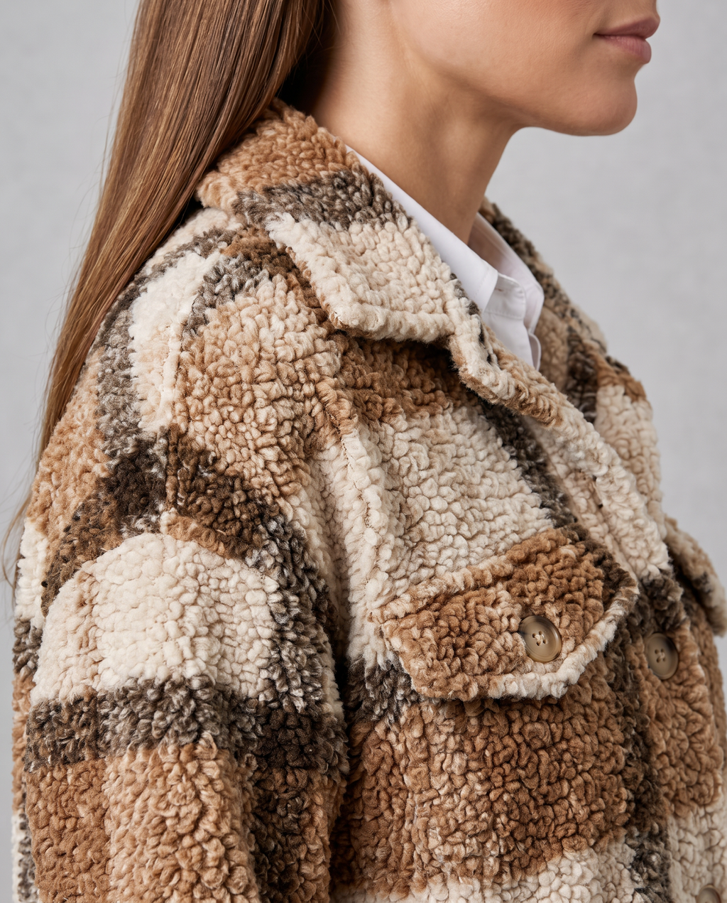 Teddy Jacket – Isabella Plush Check Overshirt