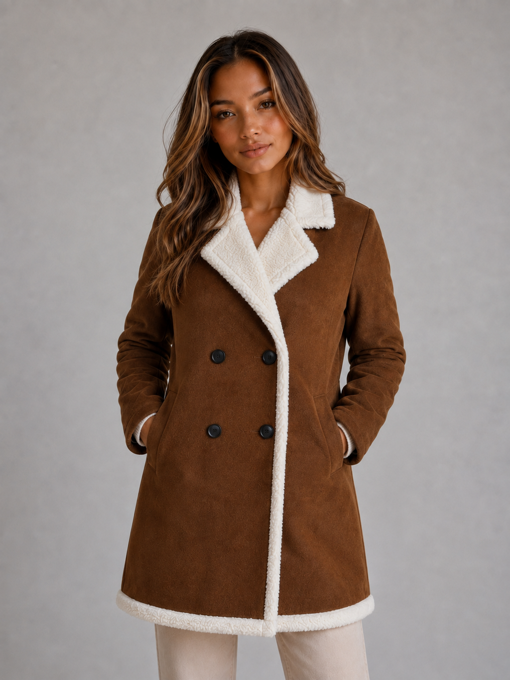 Vienna Longline Suede-Look Teddy Coat