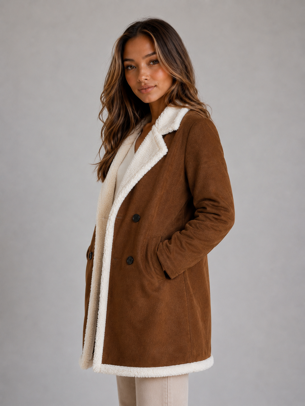 Vienna Longline Suede-Look Teddy Coat