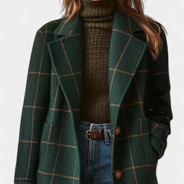 Adriana Plaid Winter Trench Coat