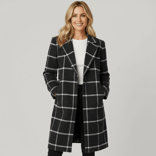 Adriana Plaid Winter Trench Coat