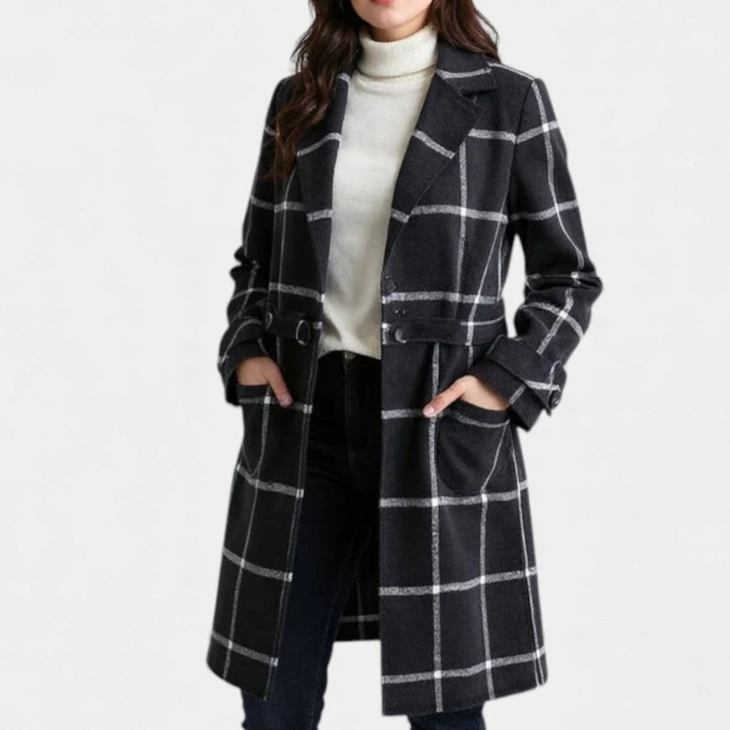 Adriana Plaid Winter Trench Coat