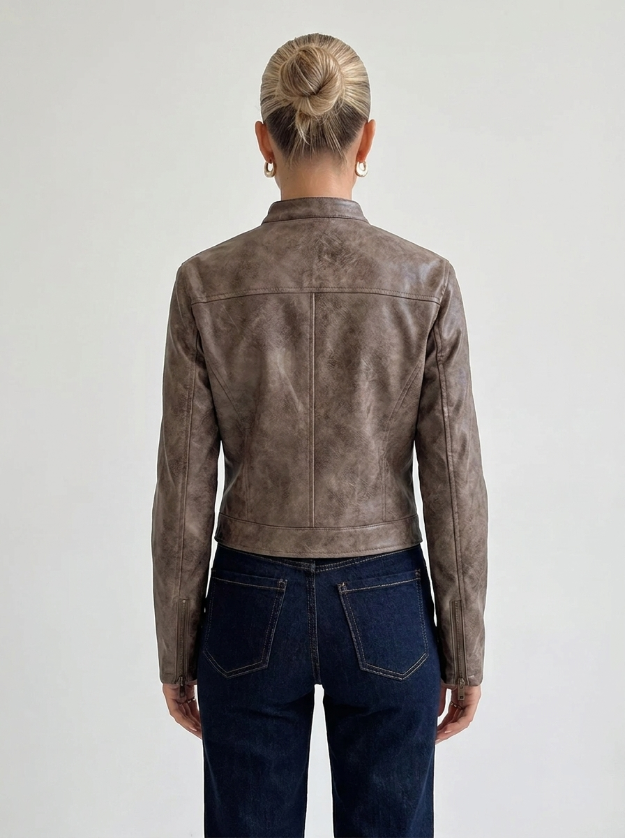 Alessia Cropped Faux Leather Jacket