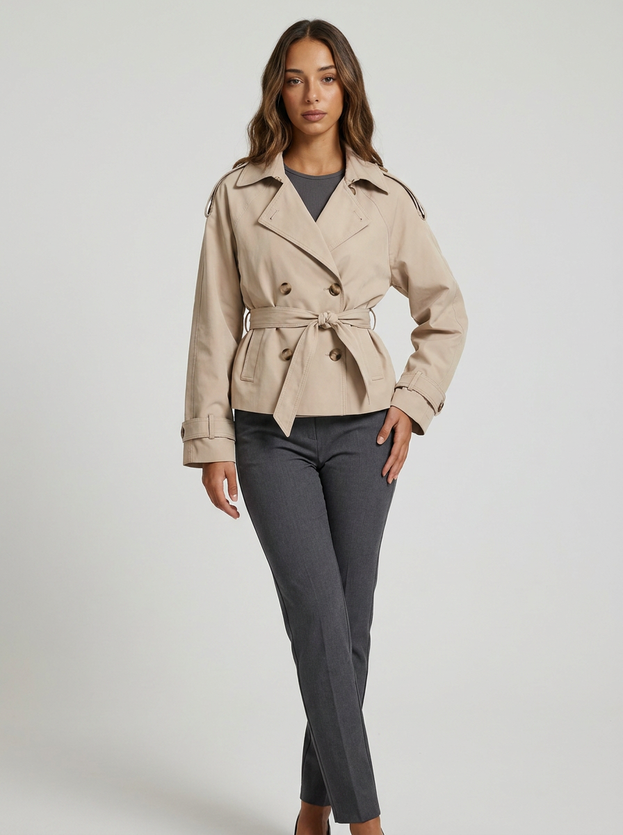 Camille Funnel Neck Trench Coat