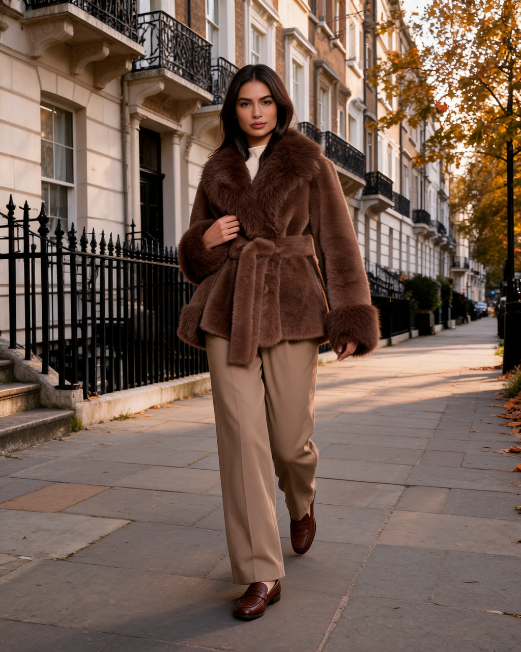 Faux Fur Coat – Isabella Belted Faux Fur Coat