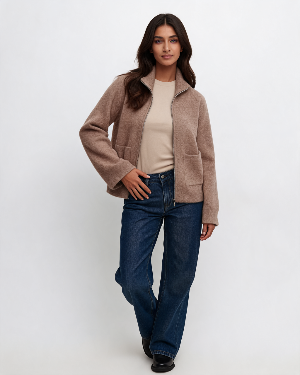 Knit Cardigan – Emilia Zip Front Sweater