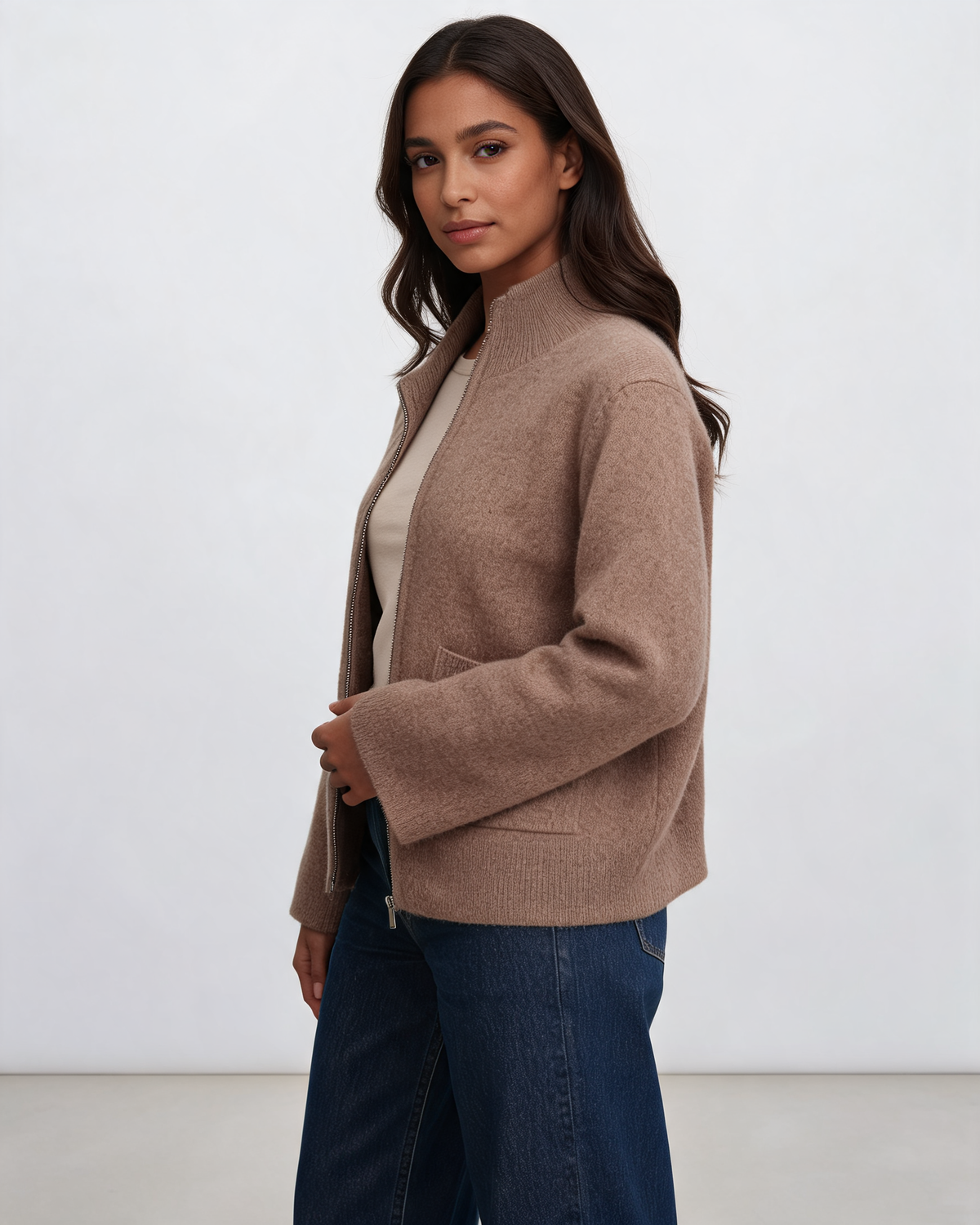 Knit Cardigan – Emilia Zip Front Sweater