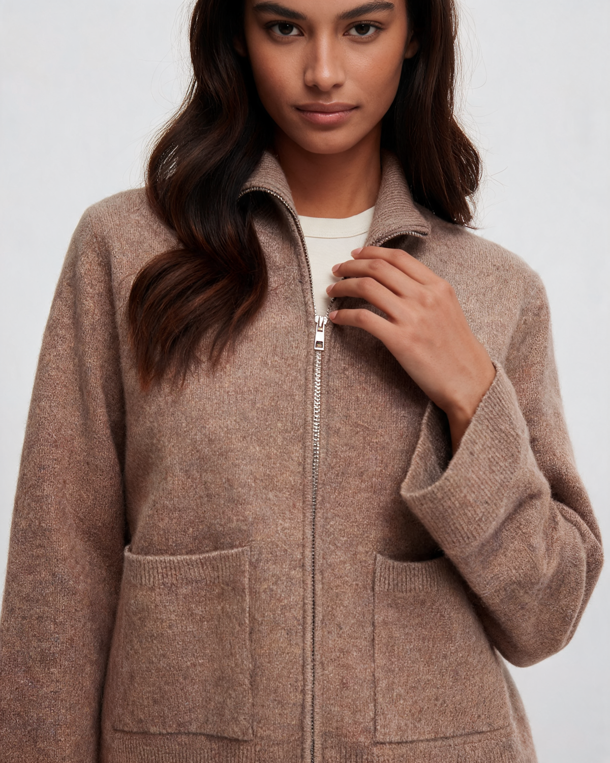 Knit Cardigan – Emilia Zip Front Sweater