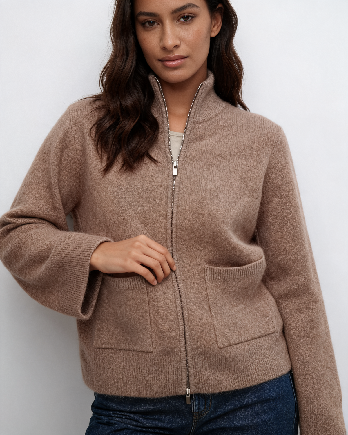 Knit Cardigan – Emilia Zip Front Sweater