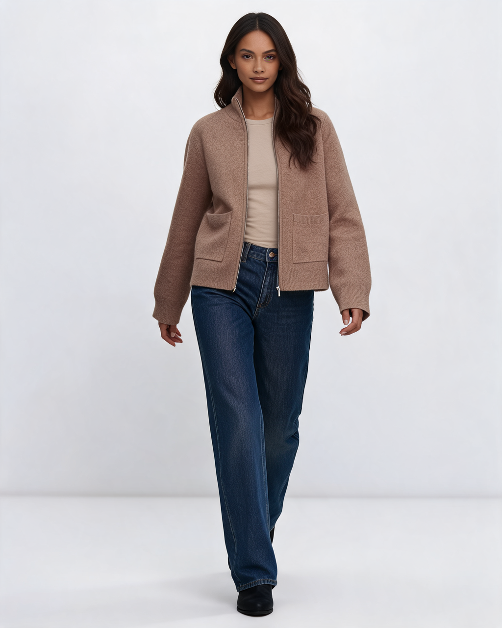 Knit Cardigan – Emilia Zip Front Sweater
