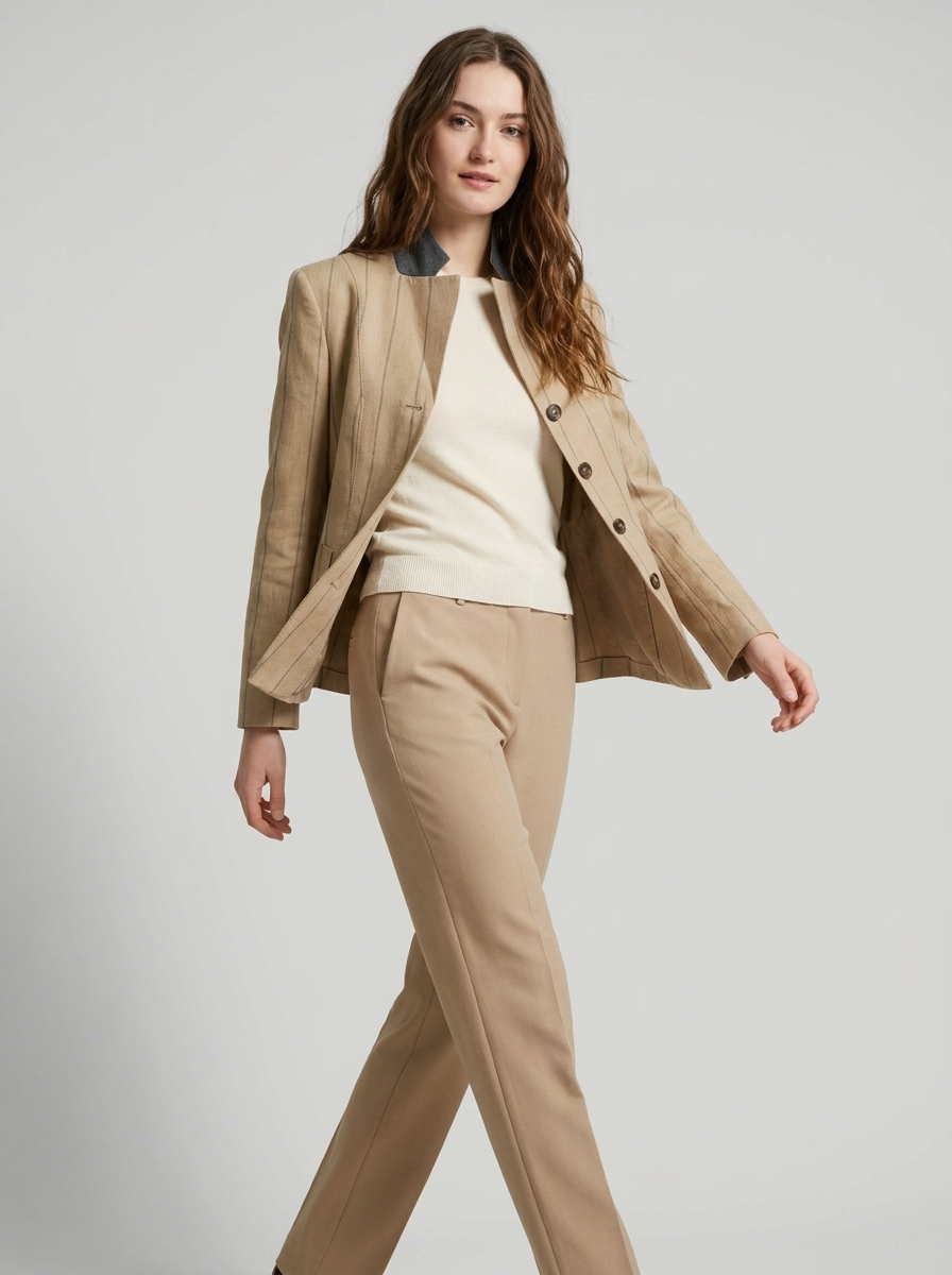 Linen Blazer – Isabella Tailored Striped Blazer