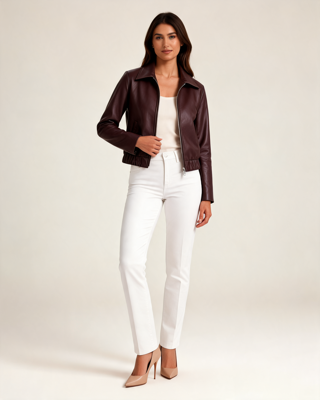 Alessia Leather Look Cropped Jacket