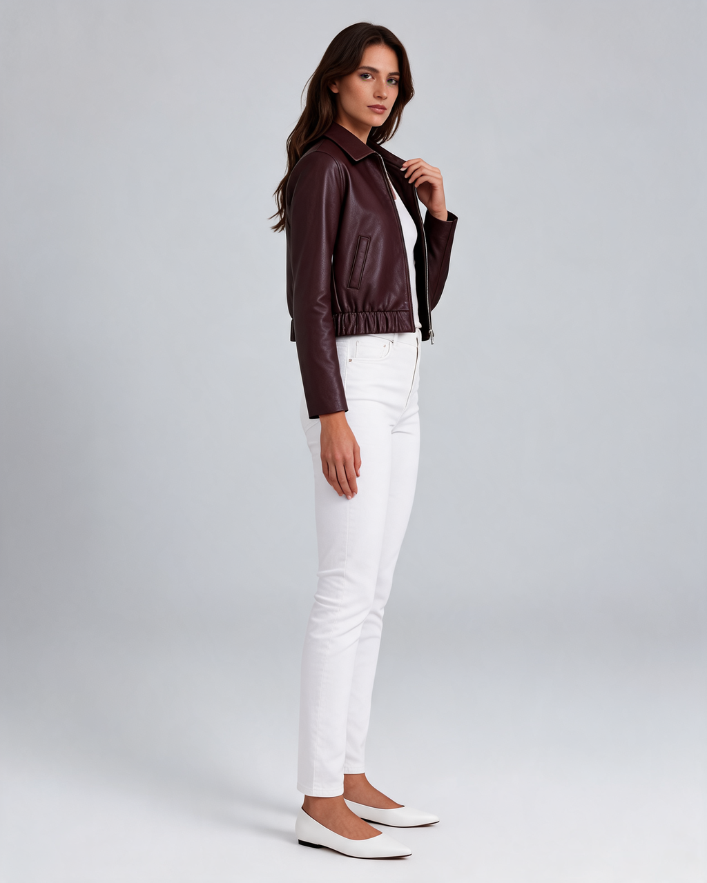 Alessia Leather Look Cropped Jacket