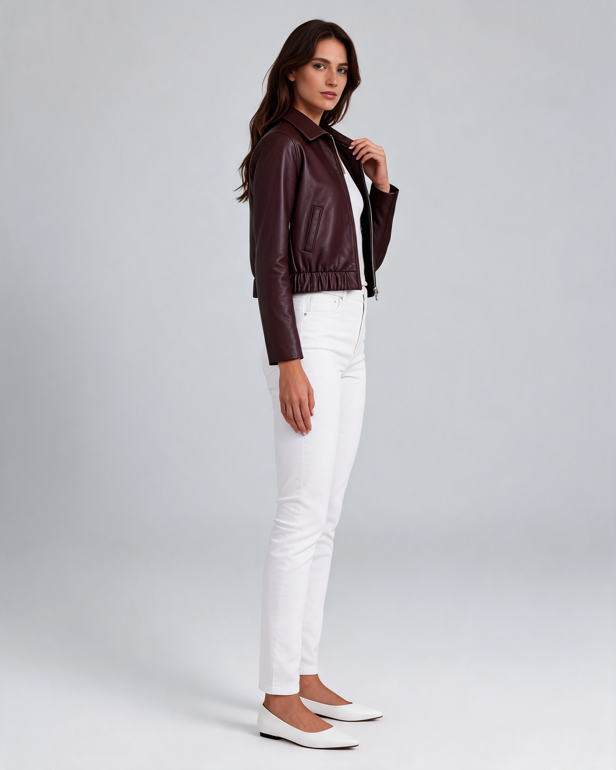 Alessia Leather Look Cropped Jacket