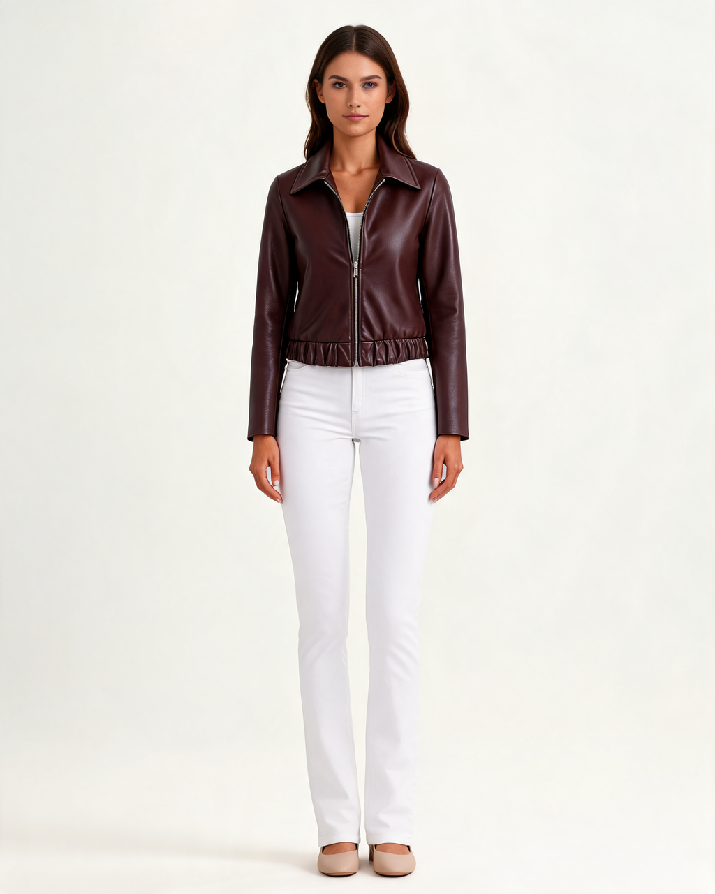 Alessia Leather Look Cropped Jacket