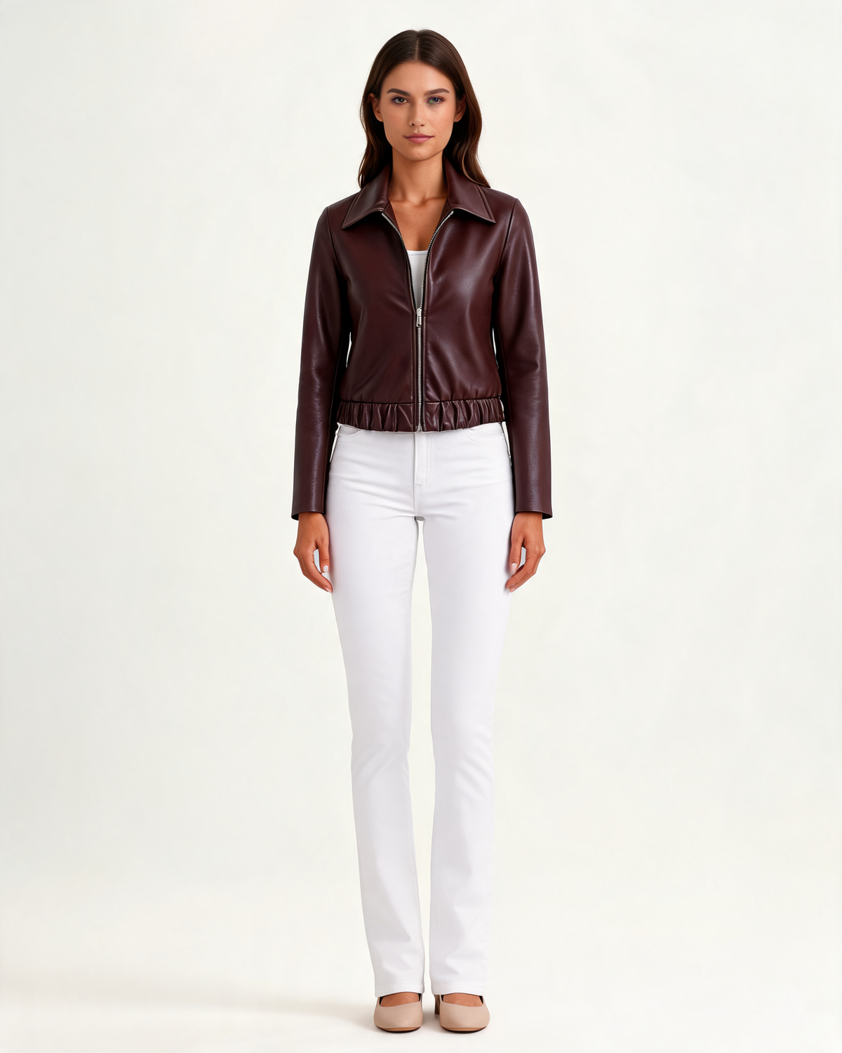 Alessia Leather Look Cropped Jacket
