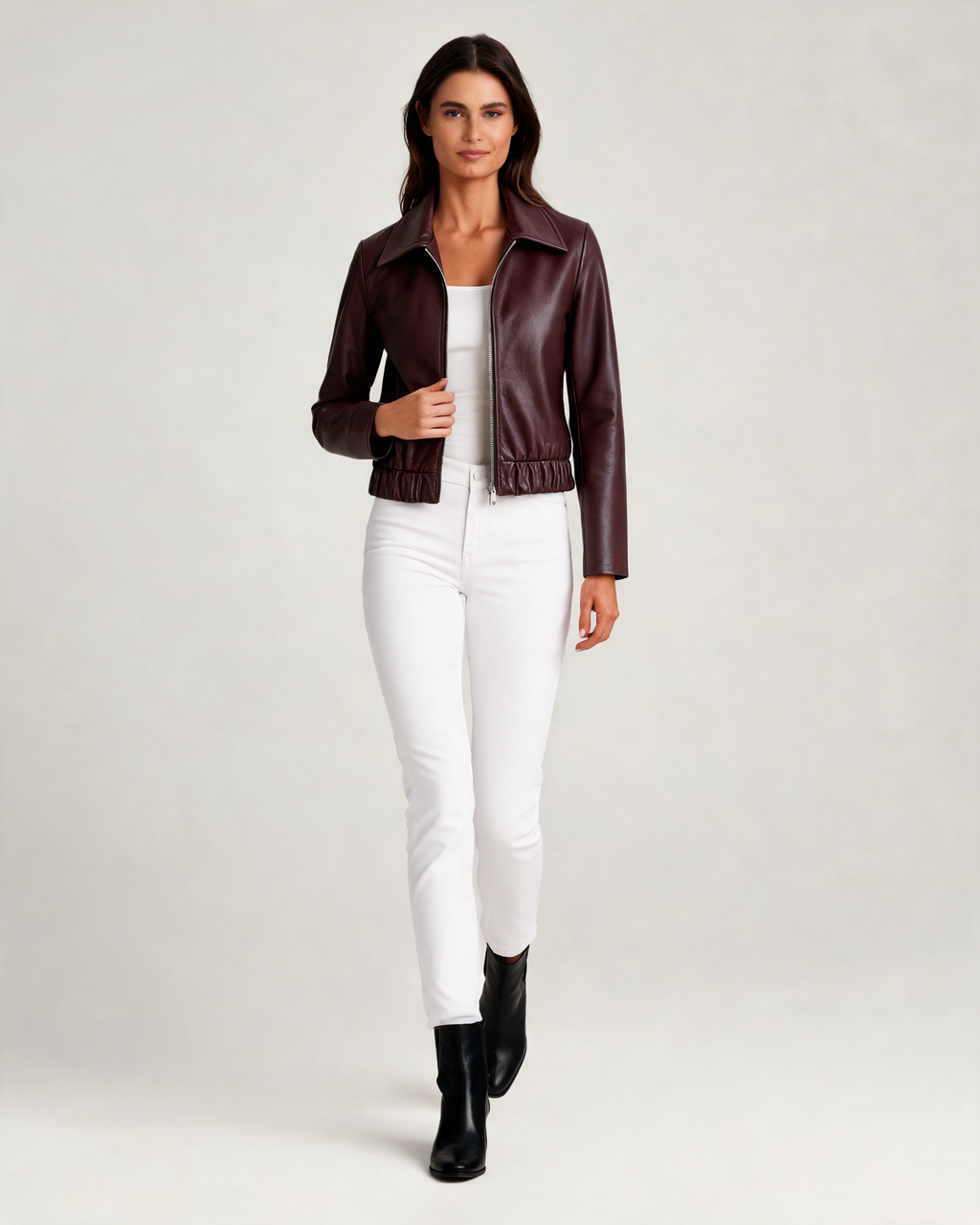 Alessia Leather Look Cropped Jacket