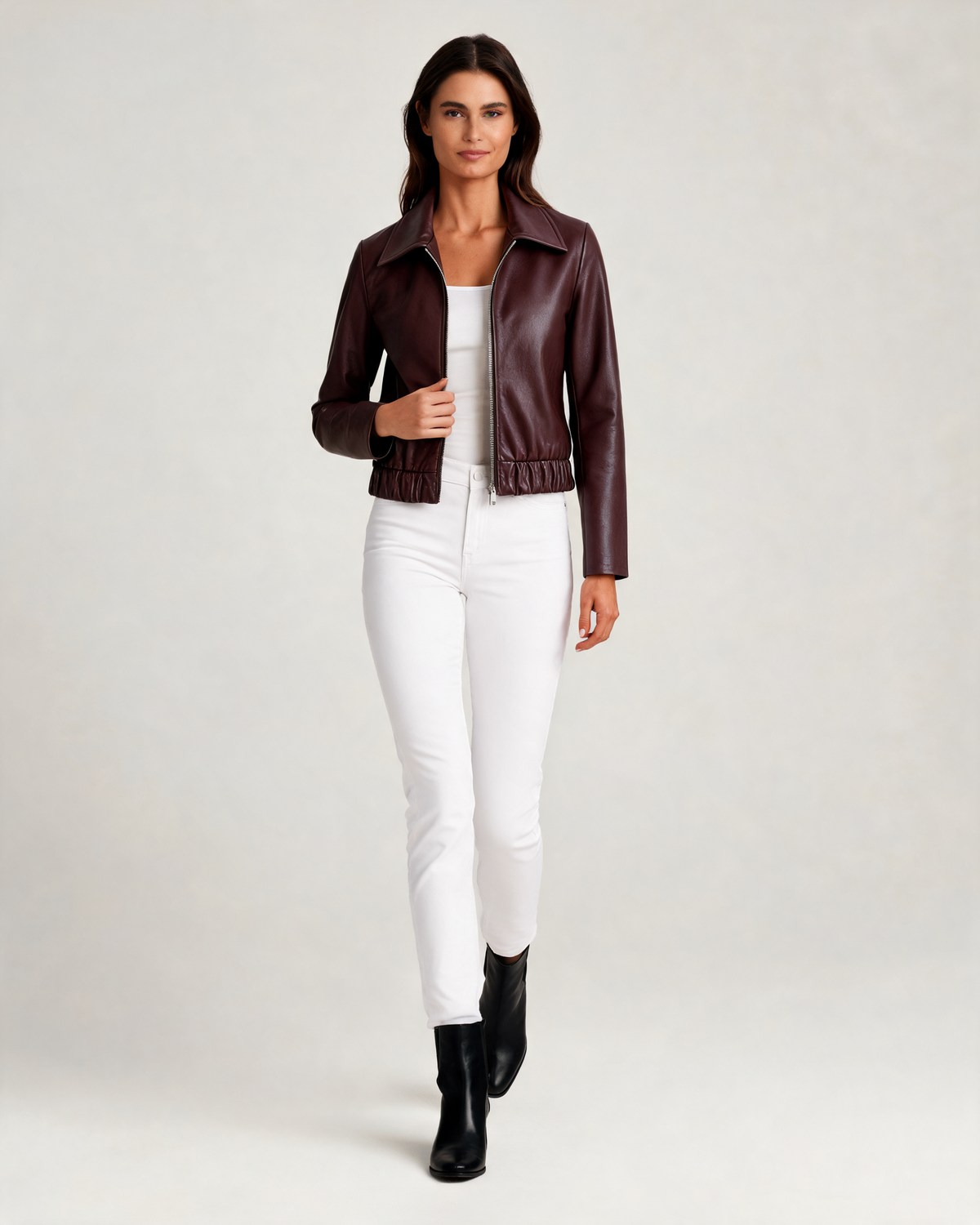 Alessia Leather Look Cropped Jacket