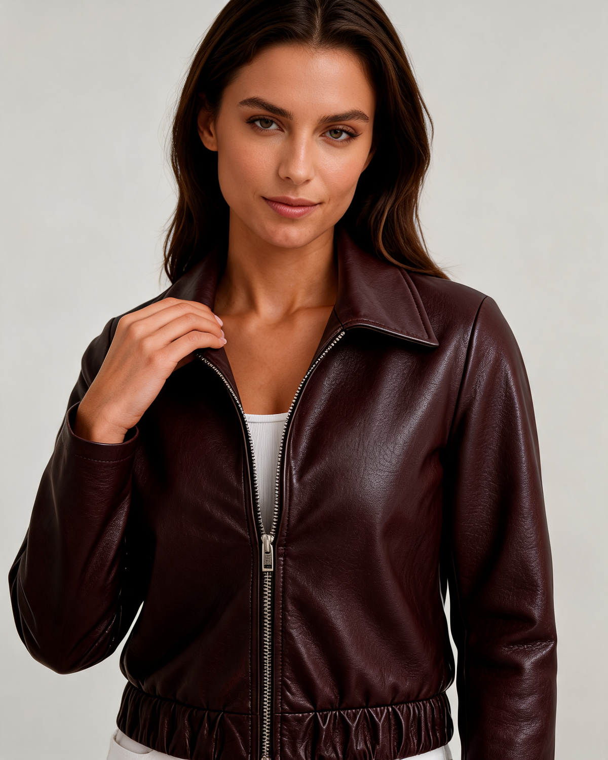Alessia Leather Look Cropped Jacket