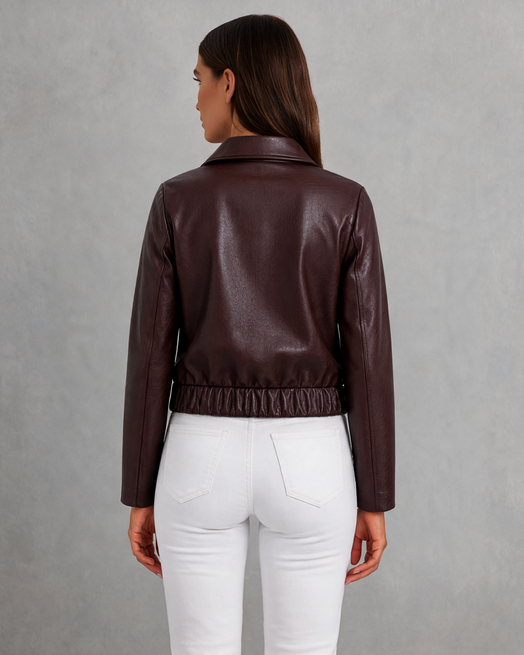 Alessia Leather Look Cropped Jacket