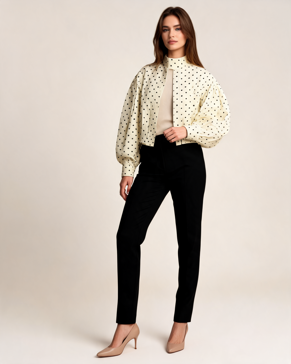 Krista Polka Dot Puff Sleeve Jacket