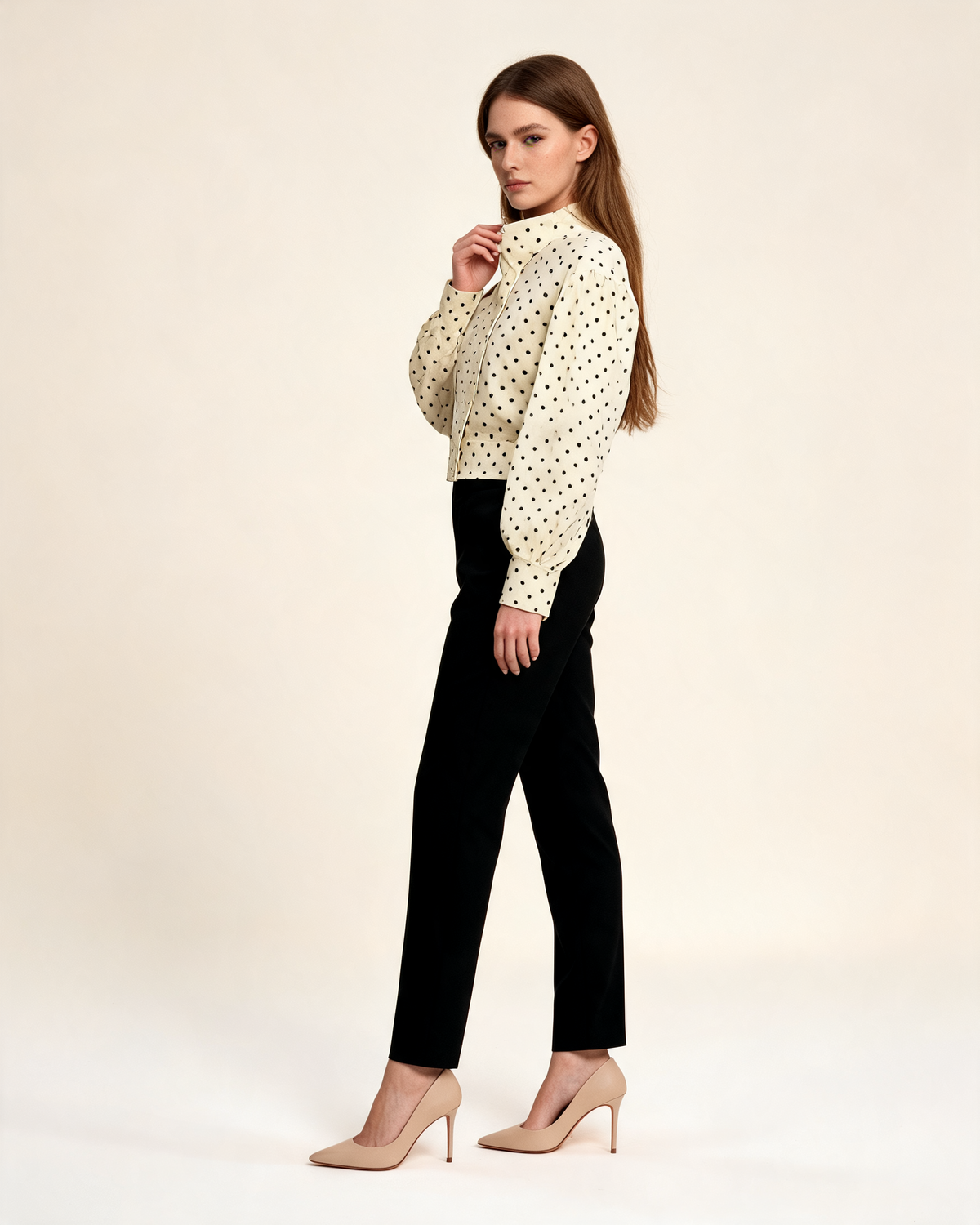 Krista Polka Dot Puff Sleeve Jacket
