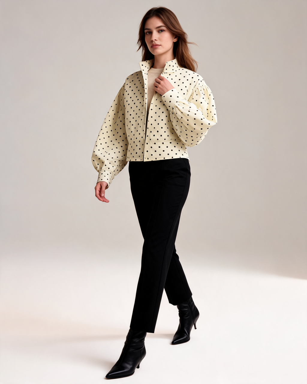 Krista Polka Dot Puff Sleeve Jacket