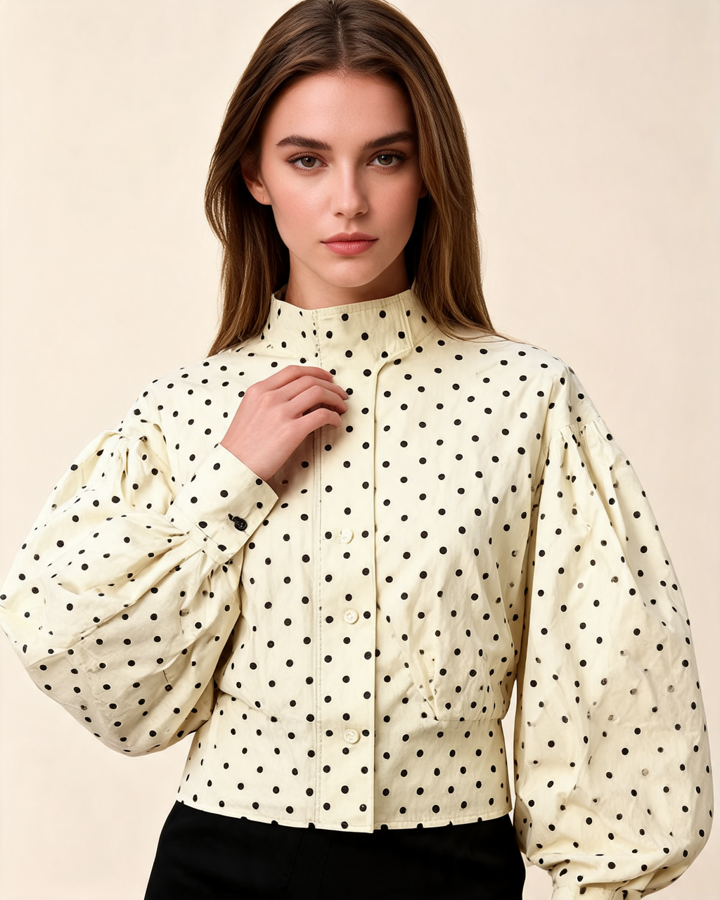 Krista Polka Dot Puff Sleeve Jacket