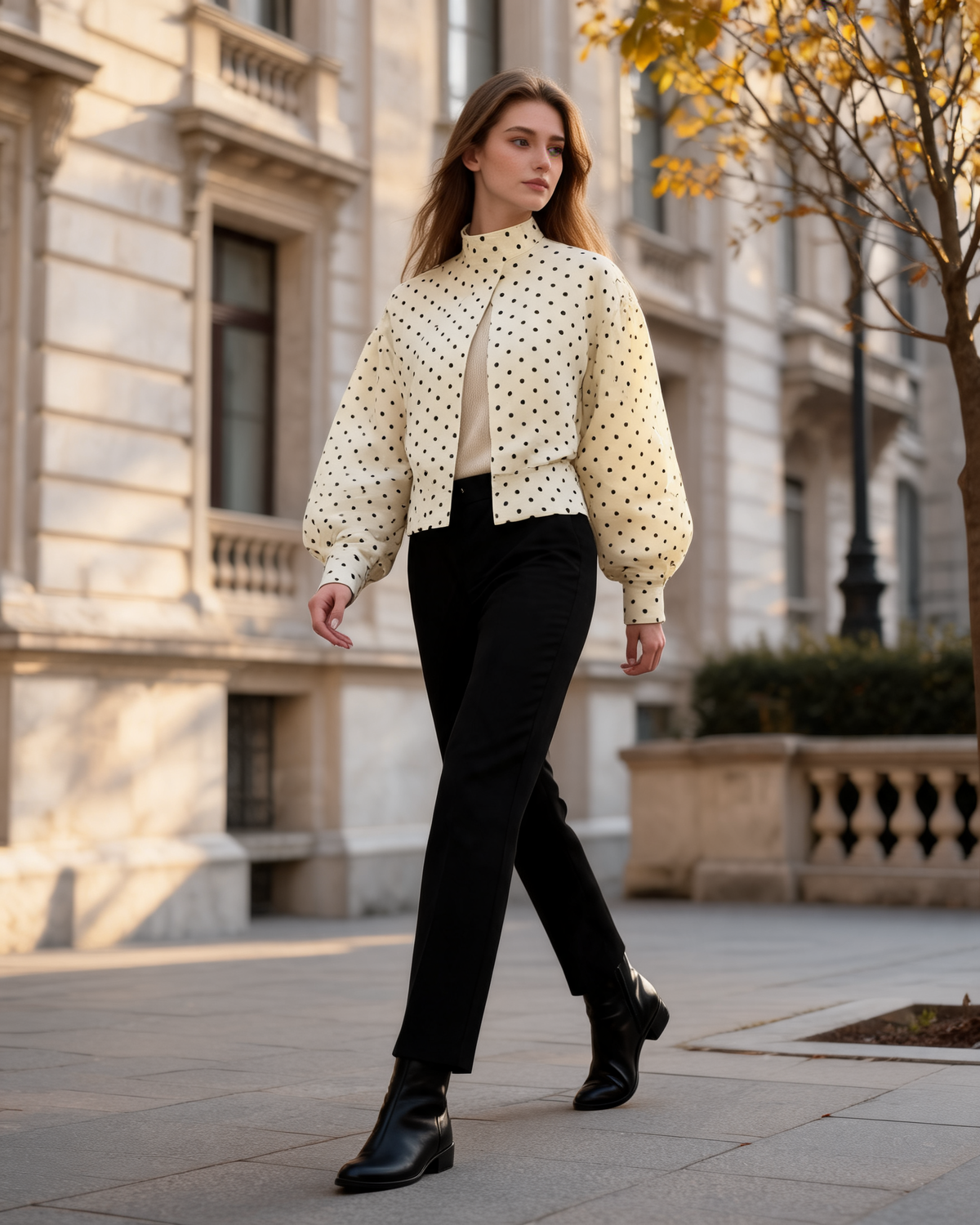 Krista Polka Dot Puff Sleeve Jacket