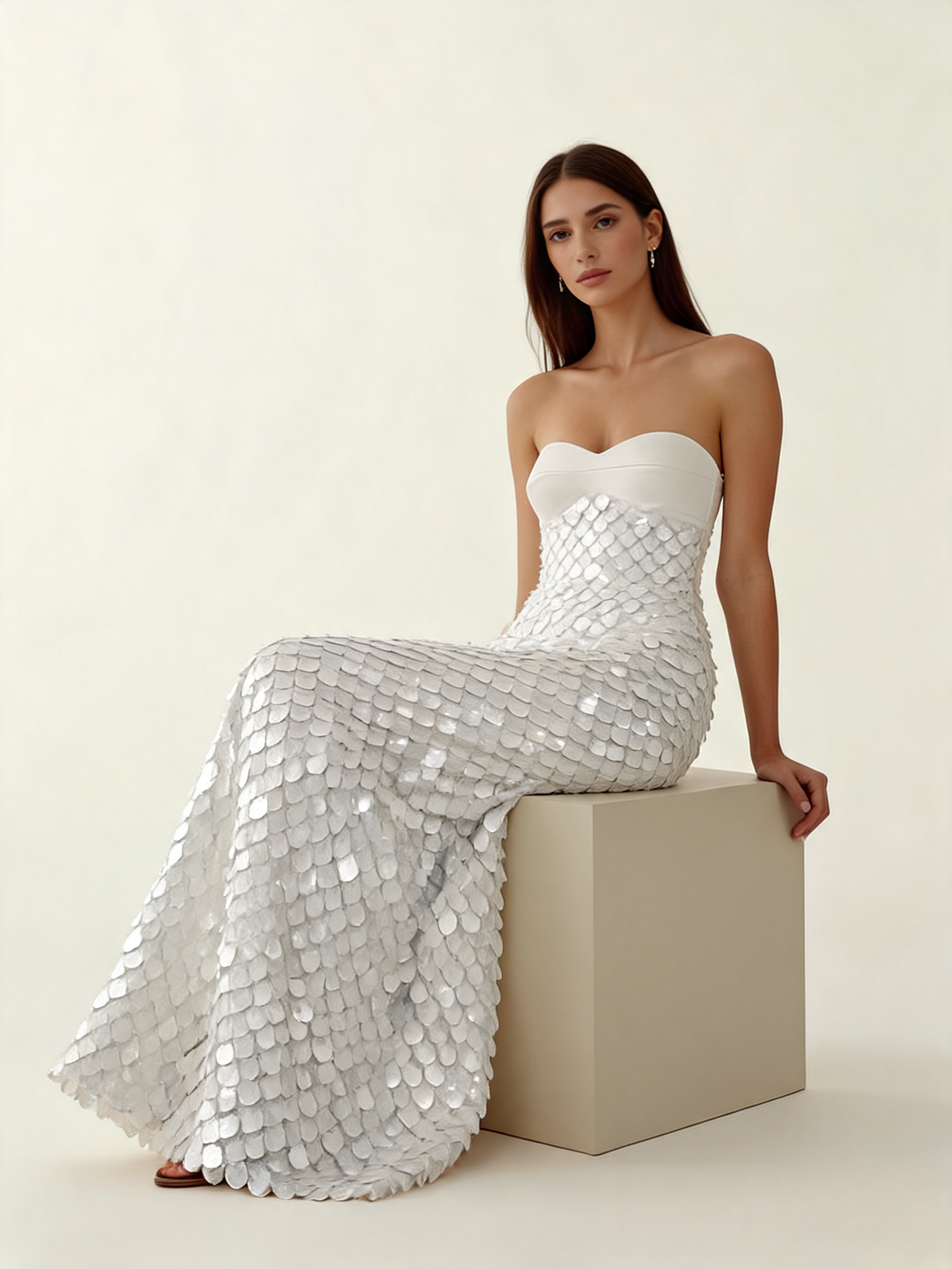 White 3D Floral Lace Formal Dress