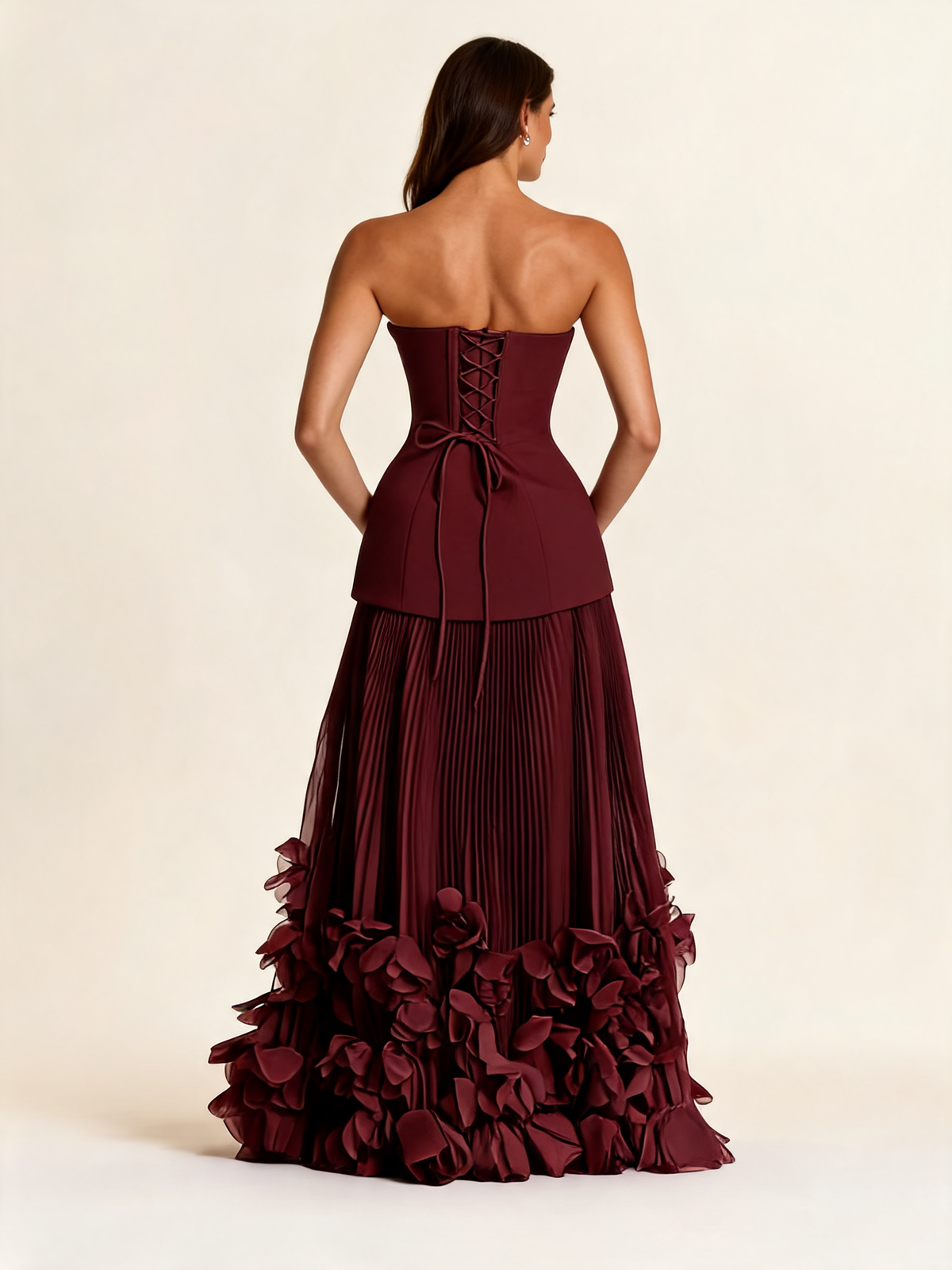 Cherry Red Strapless Corset Formal Gown