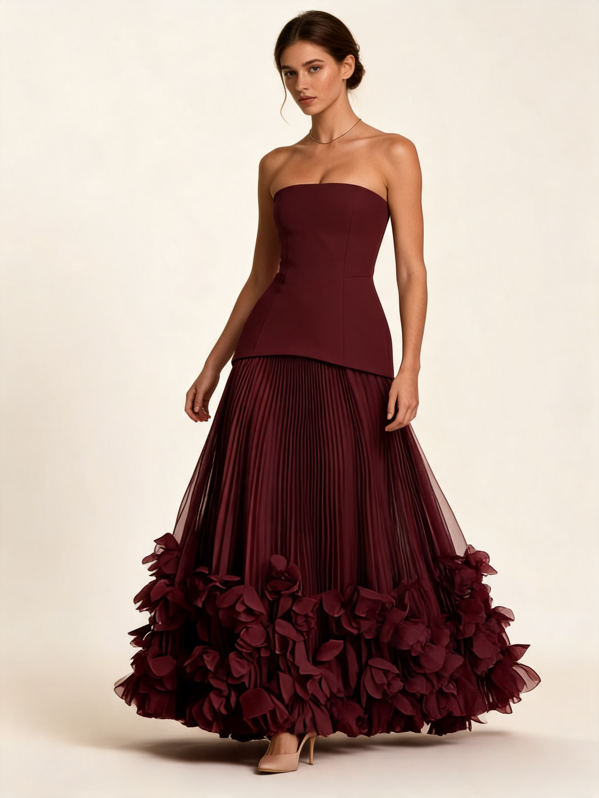 Cherry Red Strapless Corset Formal Gown