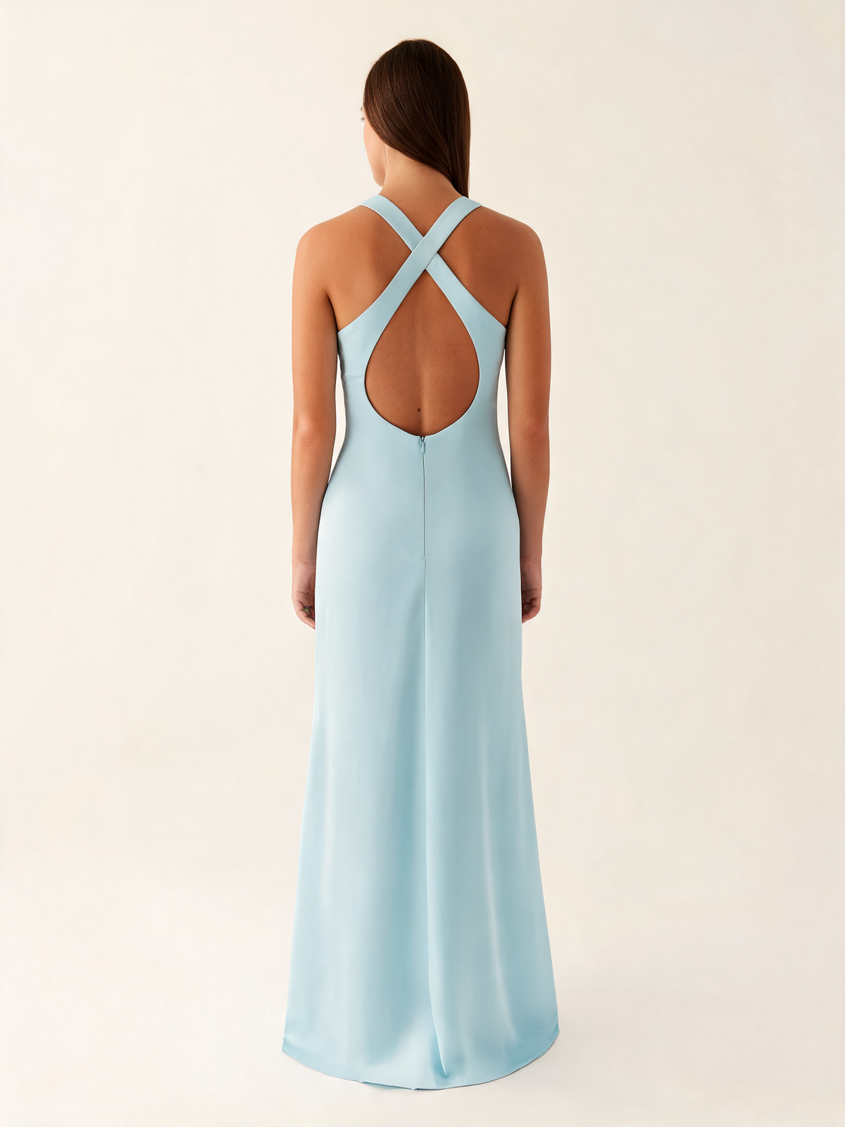Mint Halter Satin Maxi Dress