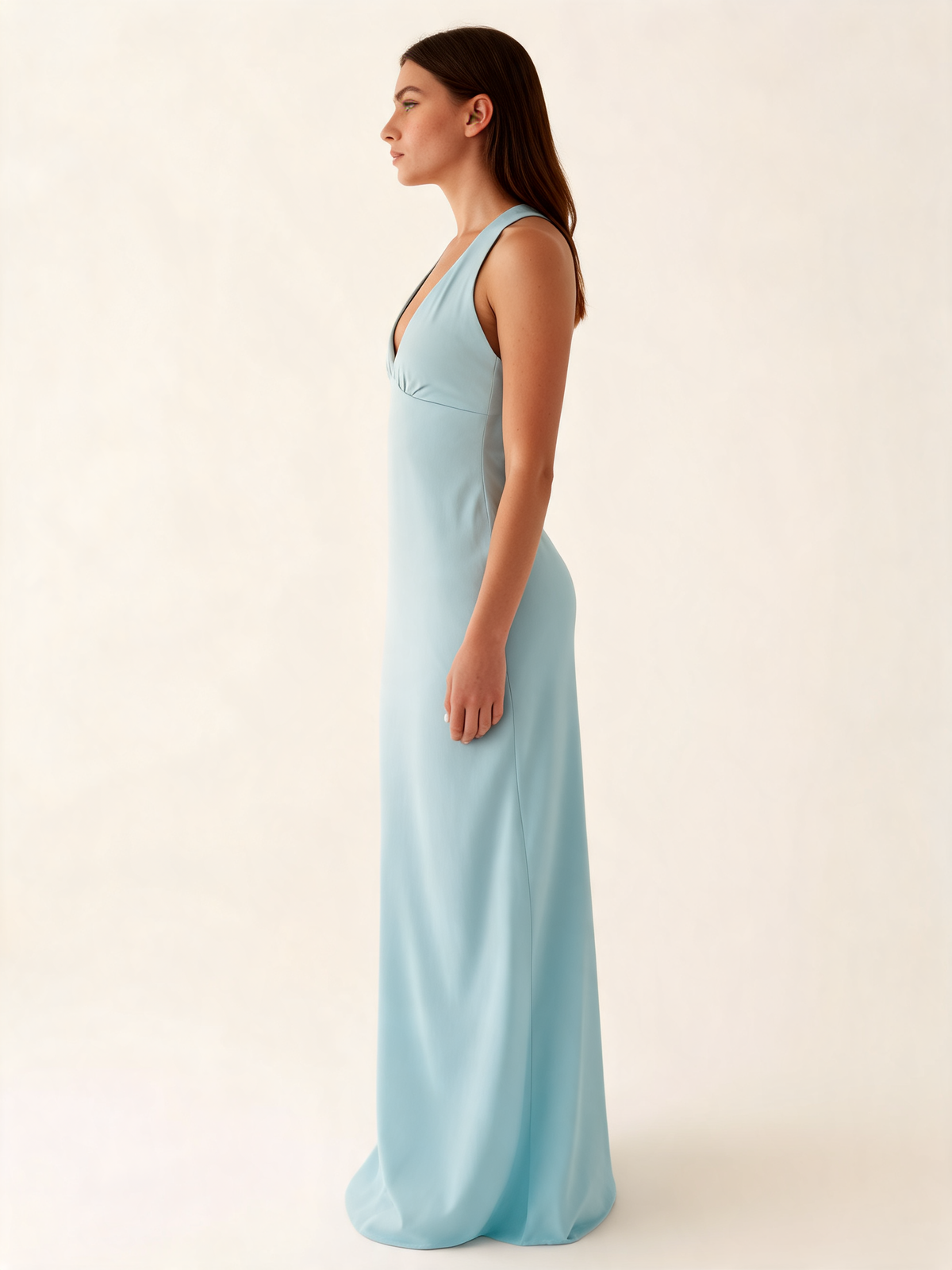 Mint Halter Satin Maxi Dress